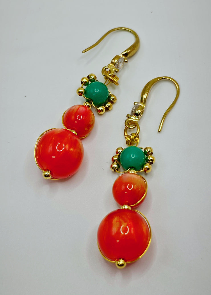 Classy Orange Acrylic Ethnic Style Drop Earrings