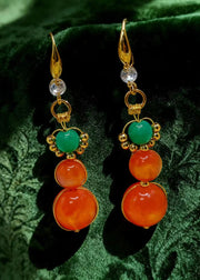 Classy Orange Acrylic Ethnic Style Drop Earrings