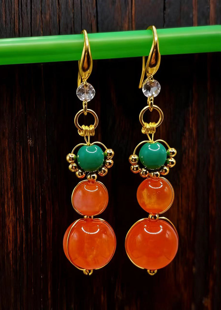 Classy Orange Acrylic Ethnic Style Drop Earrings