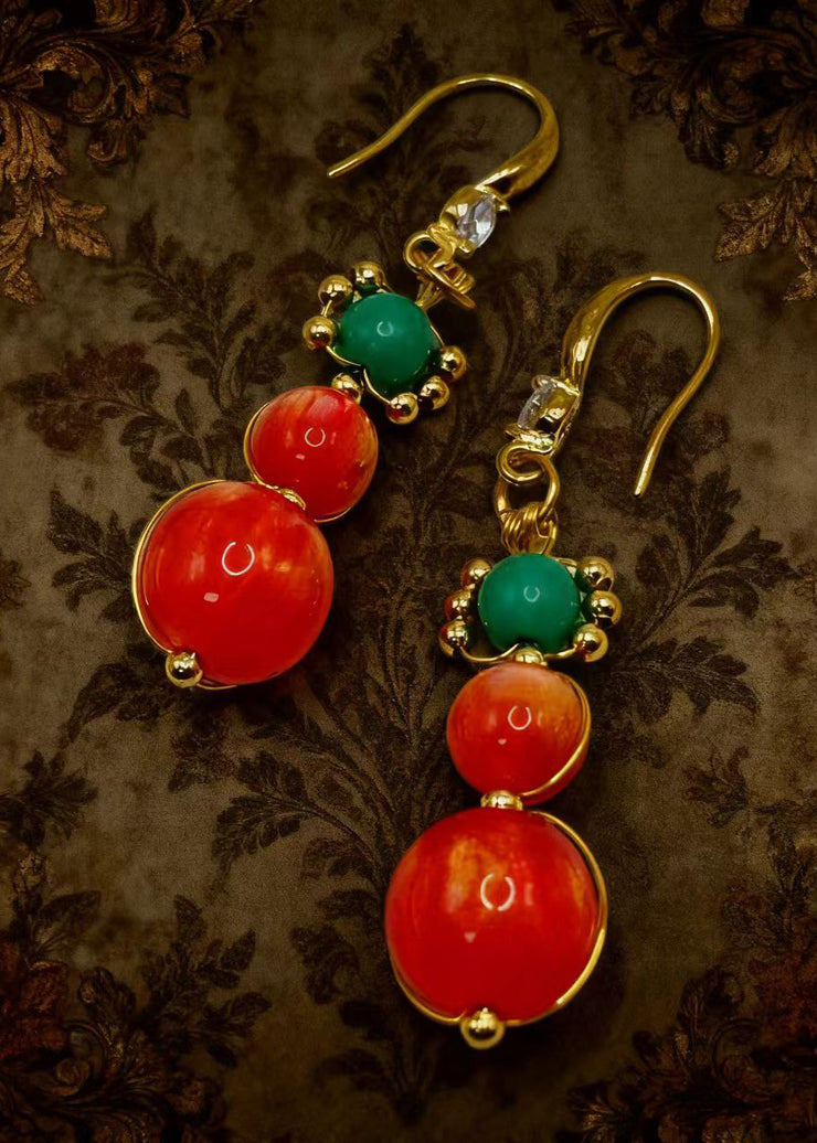 Classy Orange Acrylic Ethnic Style Drop Earrings