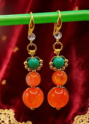 Classy Orange Acrylic Ethnic Style Drop Earrings