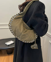 Classy Red Rivet Durable Faux Leather Satchel Handbag