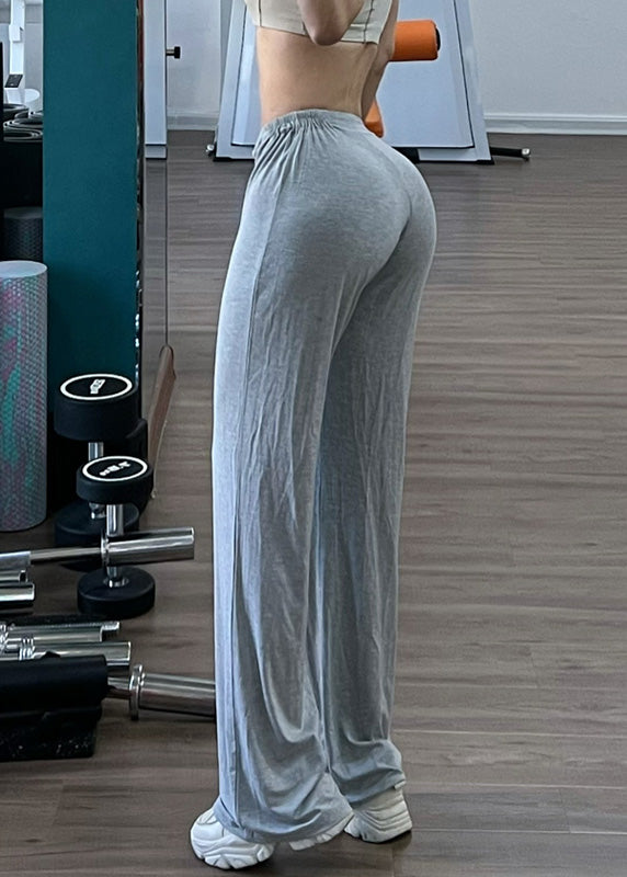 Classy Rose Elastic Waist Cotton Straight Pants Summer