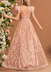 Classy Ruffled Patchwork High Waist Tulle Maxi Dresses Summer