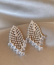 Classy Silk Alloy Crystal Fireworks Tassel Drop Earrings