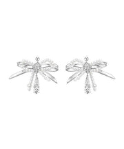 Classy Silk Copper Zircon Bow Pearl Water Drop Stud Earrings