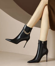 Classy Splicing Stiletto Boots Brown Faux Leather Pointed Toe