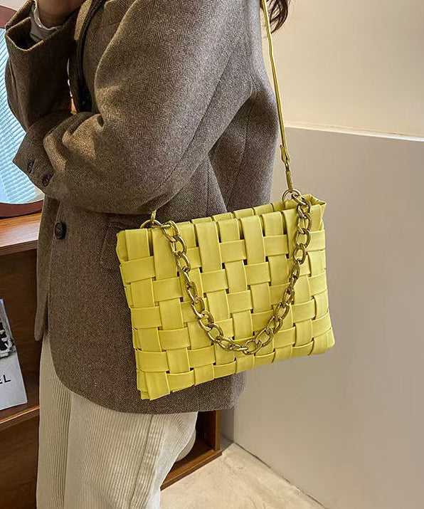 Classy Weave Design Faux Leather Chain Linked Mini Bag