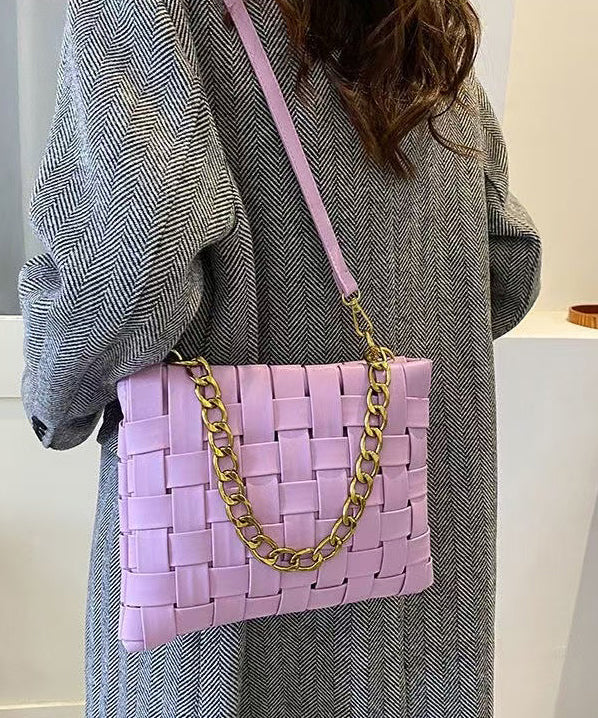 Classy Weave Design Faux Leather Chain Linked Mini Bag