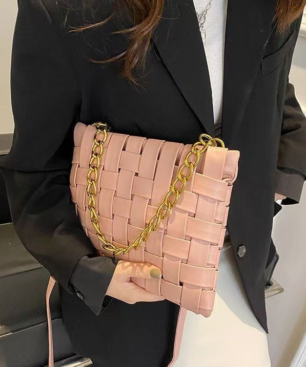 Classy Weave Design Faux Leather Chain Linked Mini Bag