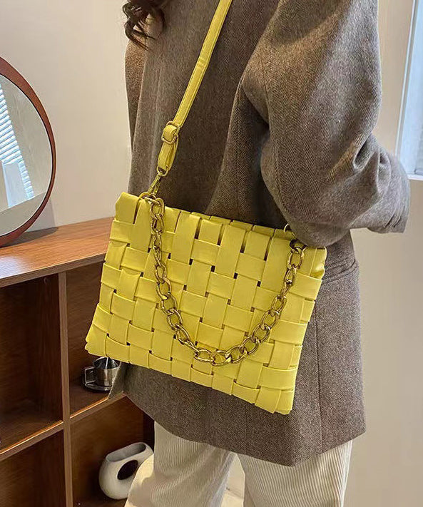 Classy Weave Design Faux Leather Chain Linked Mini Bag