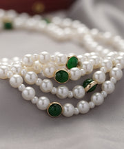 Classy White Alloy Agate Pearl Beading Gratuated Bead Necklace