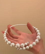 Classy White Alloy Asymmetrical Pearl Choker