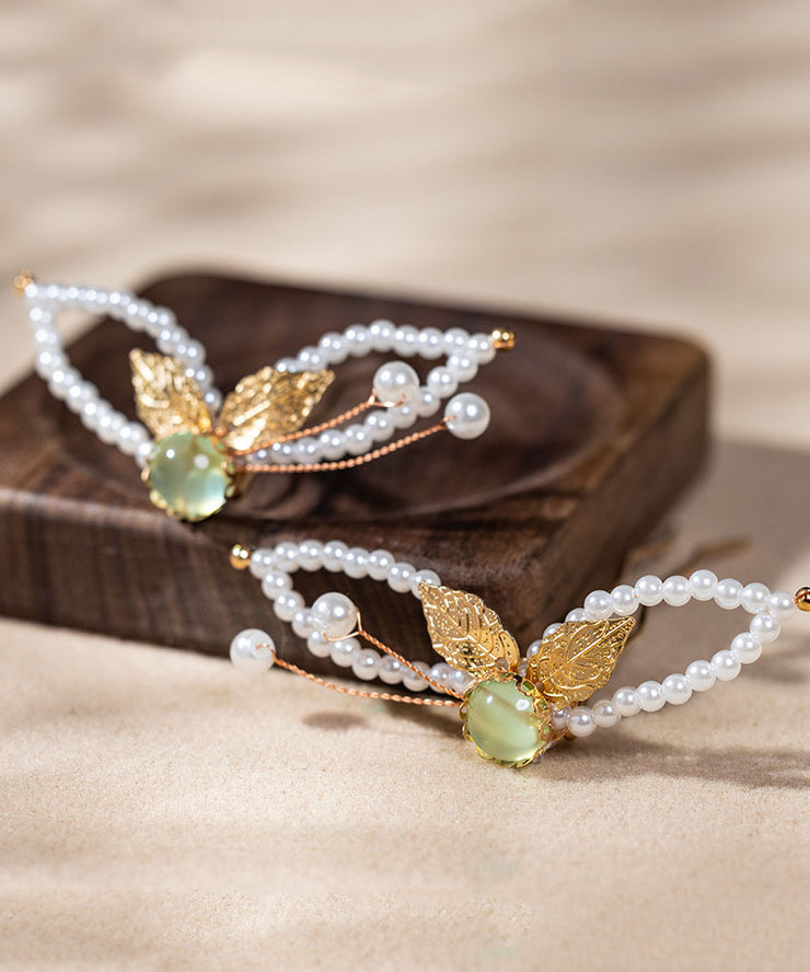 Classy White Alloy Pearl Resin Tassel Hairpin