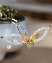 Classy White Alloy Pearl Resin Tassel Hairpin