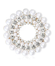 Classy White Alloy Pearl Zircon Floral Brooches