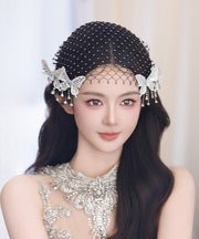 Classy White Alloy Tulle Zircon Butterfly Hairpin