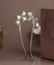 Classy White Alloy Zircon Lily Of The Valley U-Shaped Hairpin