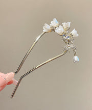 Classy White Alloy Zircon Lily Of The Valley U-Shaped Hairpin