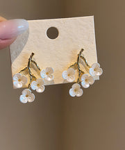 Classy White Copper Alloy Resin Peach Blossom Stud Earrings