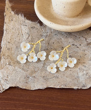 Classy White Copper Alloy Resin Peach Blossom Stud Earrings