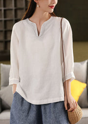Classy White Oversized Linen Shirt Tops Fall