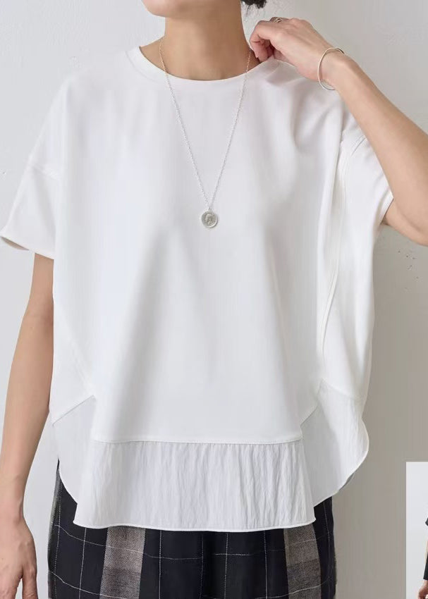 Classy White Oversized Patchwork Cotton Tank Summer