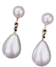 Classy White Sterling Silver Pearl Water Drop Drop Earrings