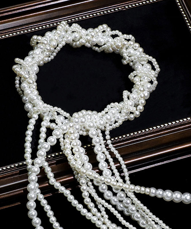 Classy White Weave Pearl Tassel Hairpin