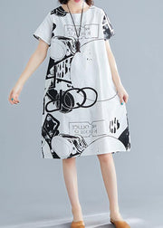 Classy Black flower linen Wardrobes o neck short sleeve shift summer Dress