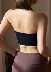 Club Black Cold Shoulder Solid Sports Bra