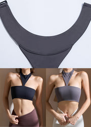 Club Black Cold Shoulder Solid Sports Bra
