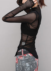 Club Black Hign Neck Slim Fit Tulle Two Pieces Set Fall