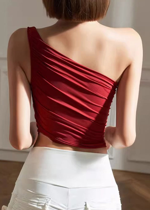 Club Black One Shoulder Solid Yoga Tank Tops