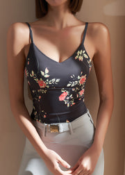 Club Black Print Modal Cotton Yoga Tank Tops
