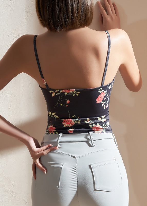 Club Black Print Modal Cotton Yoga Tank Tops