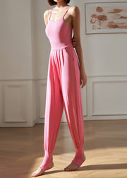 Club Pink Wrinkled Patchwork One Piece Workout Suit