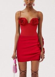 Club Red Rose Holiday Spaghetti Strap Slips Lingerie Sets