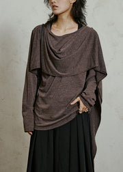 Coffee Cozy Cotton T Shirt Asymmetrical Long Sleeve