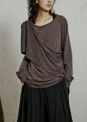 Coffee Cozy Cotton T Shirt Asymmetrical Long Sleeve