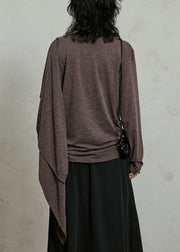 Coffee Cozy Cotton T Shirt Asymmetrical Long Sleeve