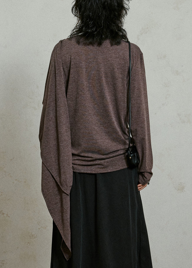 Coffee Cozy Cotton T Shirt Asymmetrical Long Sleeve