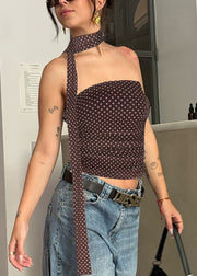 Coffee Dot Cotton Sleeveless Tank Strapless