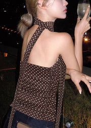 Coffee Dot Cotton Sleeveless Tank Strapless