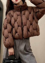 Coffee Original Design Zippered Fine Cotton Filled Coats Stand Collar Winter