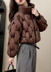 Coffee Original Design Zippered Fine Cotton Filled Coats Stand Collar Winter