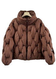 Coffee Original Design Zippered Fine Cotton Filled Coats Stand Collar Winter