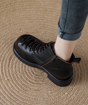 Coffee Platform Cowhide Leather Handmade Splicing Ankle Boots