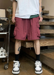 Coffee Pockets Cotton Mens Shorts Elastic Waist Summer
