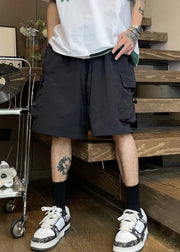 Coffee Pockets Cotton Mens Shorts Elastic Waist Summer